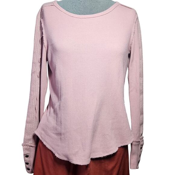 Gibsonlook Henley Waffle Knit Top Size Medium - Picture 1 of 4